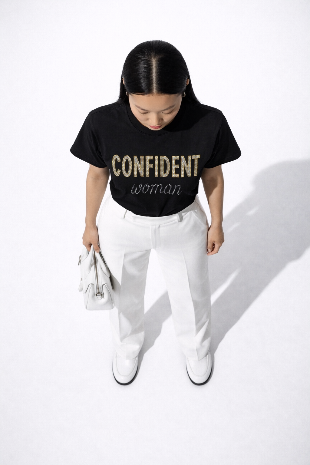 Yellow Confident Women  T-Shirt in Black