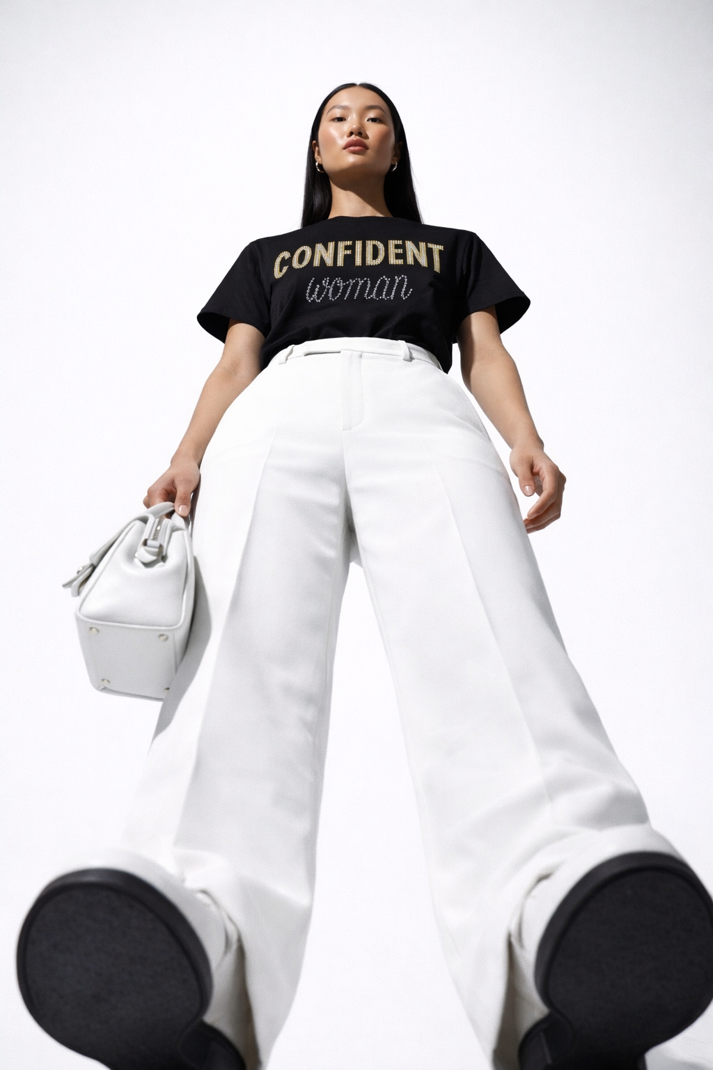 Yellow Confident Women  T-Shirt in Black