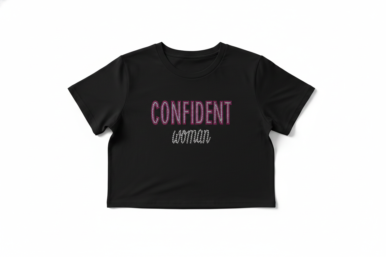 Confident Women Cropped T-Shirt In Black
